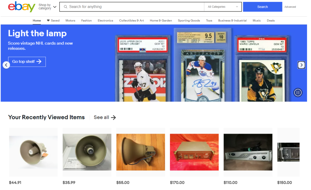 ecommerce home page example