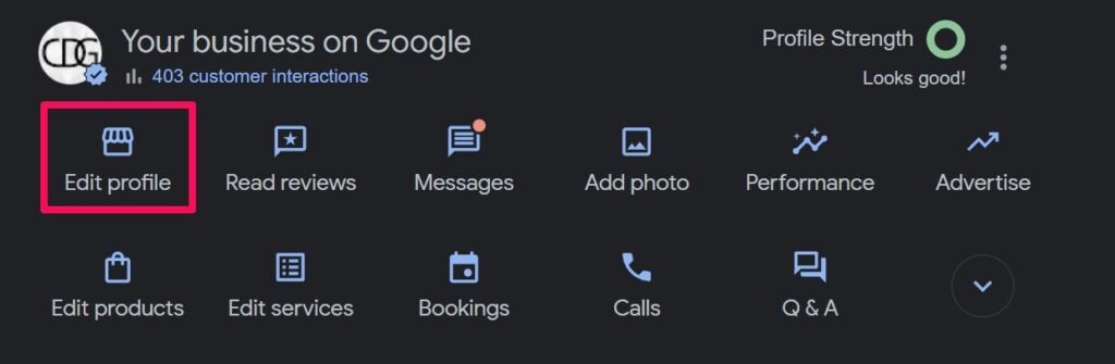 google business profile edit button