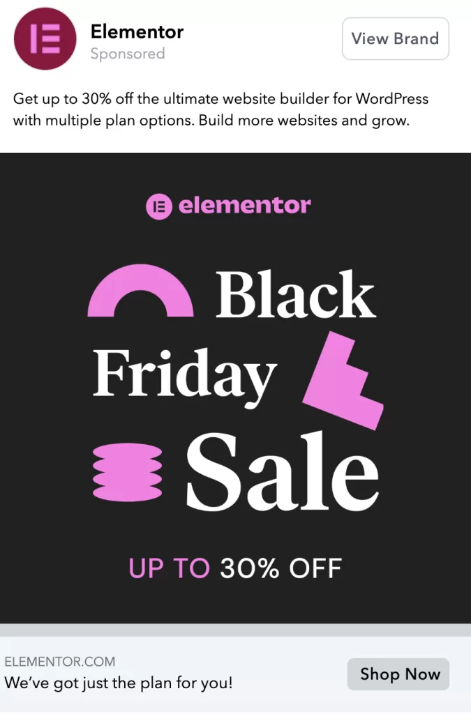 black friday marketing retargeting ads example