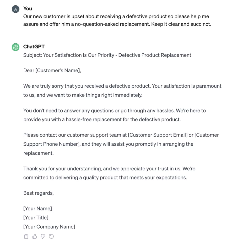 chatgpt prompt for frustrated customer