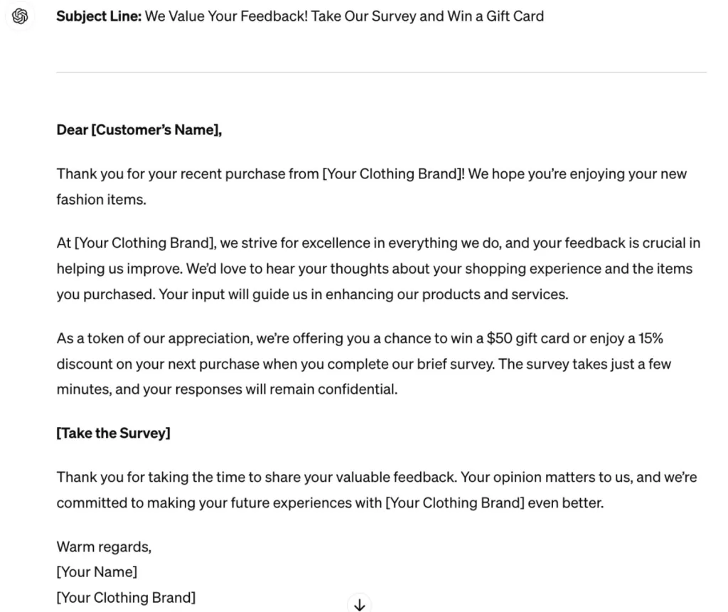 chatgpt thank you email response 