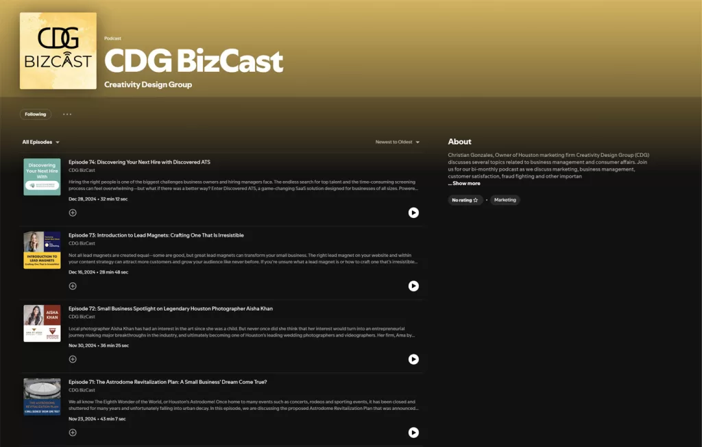 small business content marketing cdg bizcast business podcast